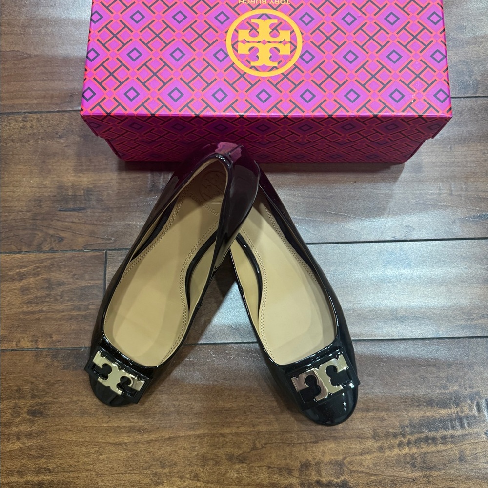 Tory Burch Gigi Black Patent Flats